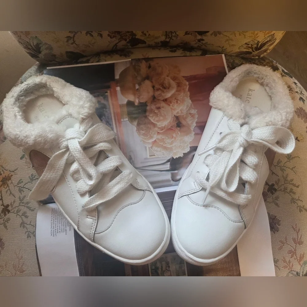 Kate Spade White Cream Cozy Slippers